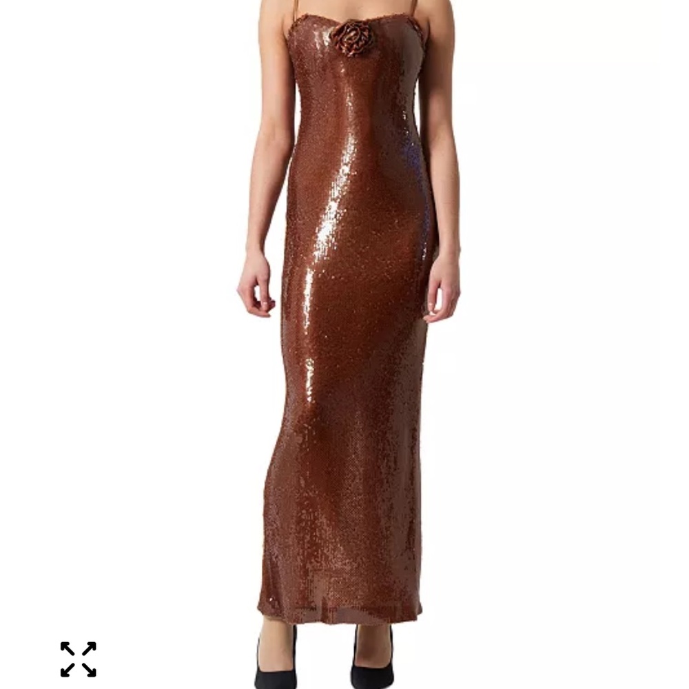 Elegant Brown Sequin Strapless Dress